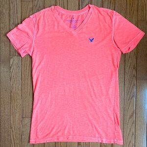 AMERICAN EAGLE OUTFITTERS Pink Fitted Short Sleeve Summer T-Shirt